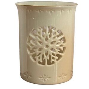 Lenox China Lace Snowflake Candle Holder Gold Trim Made in USA